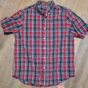 George Men's Red and Blue Plaid Button Down Shirt